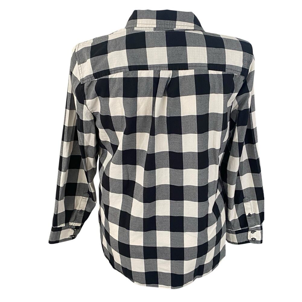 XL TALBOTS Black Plaid Buffalo Check Button Up Dress Shirt Cotton EUC - Picture 7 of 9